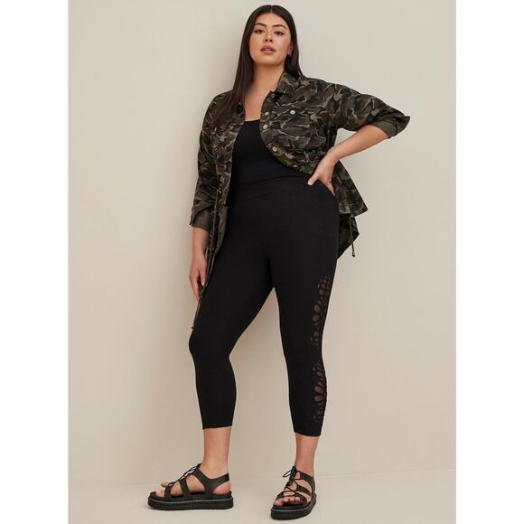 torrid Pants - NWT Torrid Laser Cut Crop Sheer Side Comfort Premium Leggings Plus Size: 5X (28)